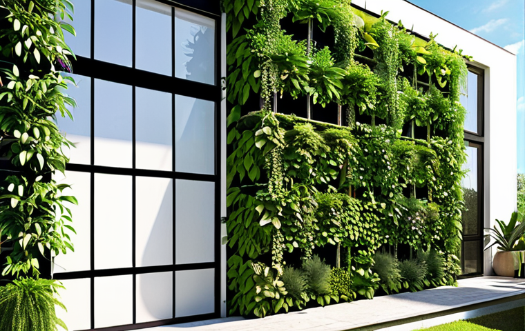**

"A modern eco-friendly home exterior featuring a lush vertical garden and solar panels. Sustainable design elements, natural light, and biophilic architecture. Focus on green building materials and energy efficiency. Bright, sunny day."

**