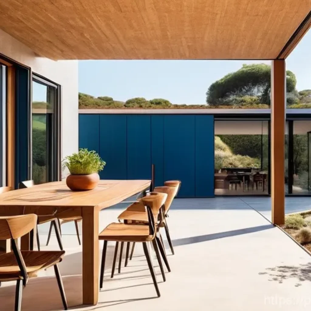 친환경 건축과 공기질 관리 솔루션 - **Prompt:** A modern, sustainable family home exterior in a sun-drenched Portuguese landscape. The a...