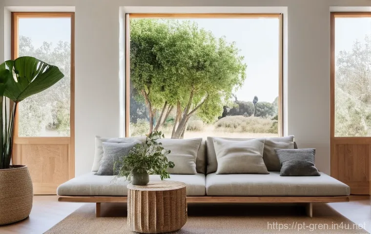 친환경 건축과 공기질 관리 솔루션 - **Prompt:** A modern, sustainable family home exterior in a sun-drenched Portuguese landscape. The a...