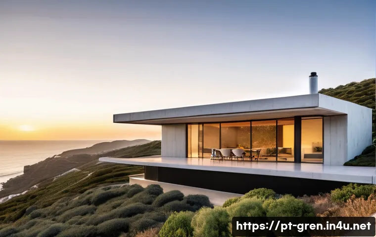 친환경 건축과 지속가능한 디자인 - **Prompt:** An exterior architectural render of a stunning, modern sustainable family home situated ...