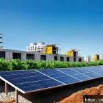Home 18 친환경 건축 전문가를 위한 자기계발 서적 추천 - A modern sustainable construction site in Brazil featuring eco-friendly materials like recycled conc...